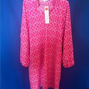 Jude Connally Pink Geometric Midi Dress
